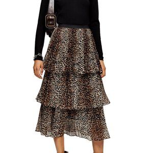 Top Shop Lepard layered ruffle skirt